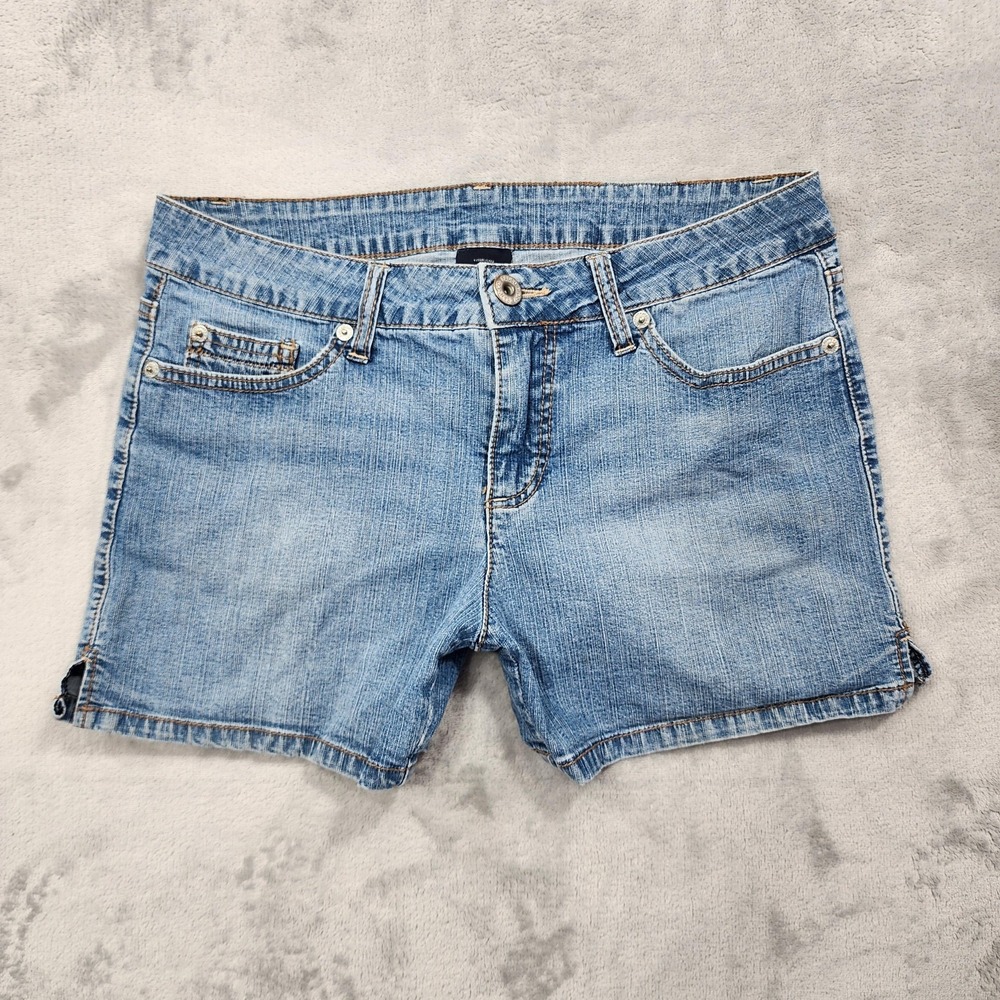 Faded Glory Shorts Womens 4 Juniors Blue Denim Hot Pants 5 Pocket Stretch Casual